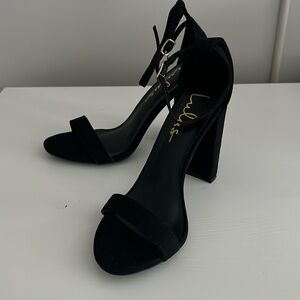 Lulus Taylor Black Suede Ankle Strap Heel. Size 6